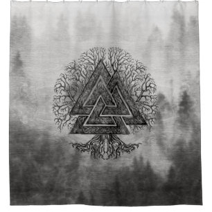 Valknut und Baum des Lebens Yggdrasil Duschvorhang