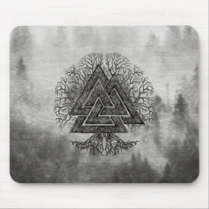 Valknut und Baum des Lebens Yggdrasil Mousepad