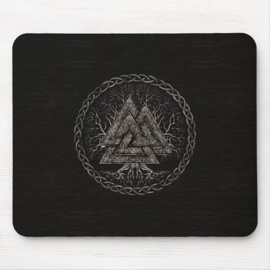 Valknut und Baum des Lebens Yggrdrasil Mousepad (Vorne)