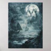 Valknut Viking Ships Samhain Halloween Nordic Poster (Vorne)