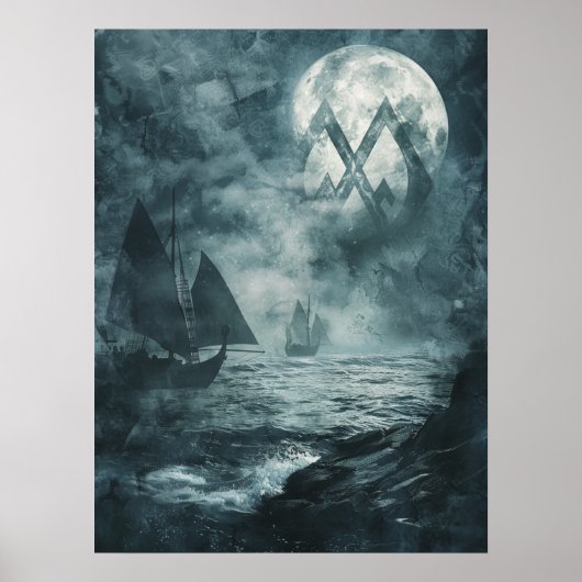 Valknut Viking Ships Samhain Halloween Nordic Poster (Vorne)