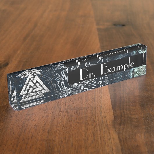 Valknut~ (Wavy) Namensplakette (Seite)