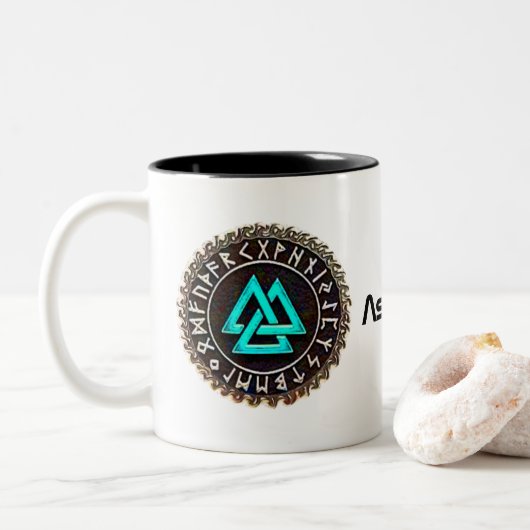 Valknut (Wicklung) Zweifarbige Tasse (Mit Donut)
