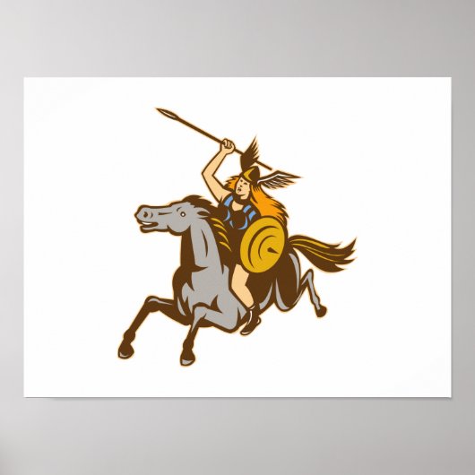 Valkyrie Riding Horse Retro Poster (Vorne)