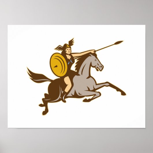 Valkyrie Riding Horse Retro Poster (Vorne)
