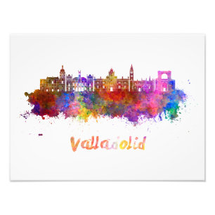Valladolid skyline im Watercolor Fotodruck