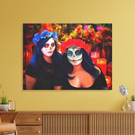 Vallarta Catrinas mit Blume & Kerzen 1718 Art Coll Leinwanddruck (Insitu (Wohnzimmer))
