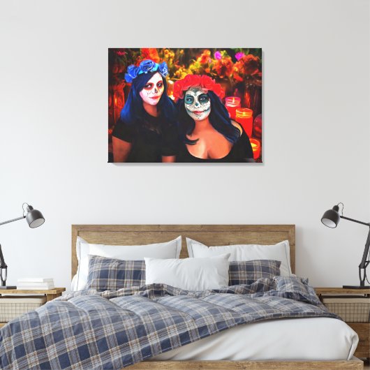 Vallarta Catrinas mit Blume & Kerzen 1718 Art Coll Leinwanddruck (Insitu (Schlafzimmer))