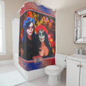 Vallarta Catrinas mit Blume & Kerzen 1718 Duschvorhang (Beispiel)