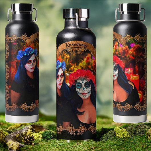 Vallarta Catrinas mit Blume & Kerzen 1718 Trinkflasche