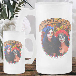 Vallarta Catrinas mit Blumen & Kerzen 1718 Mattglas Bierglas
