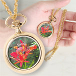 Vallarta Flaming Beauty 1583 Necklace Watch Armbanduhr<br><div class="desc">Malerei "Vallarta Flaming Beauty 1583" Sammlung Personalisieren Sie auf der Produktseite oder klicken Sie auf die Schaltfläche Anpassen für weitere Designoptionen. Das Design aus meinem Gemälde "Vallarta Flaming Beauty 1583" erweckt eine wunderschöne Blume direkt vor dem Hotel Krystal in Puerto Vallarta,  Mexiko. Matching Produkte sind in dieser Sammlung verfügbar.</div>
