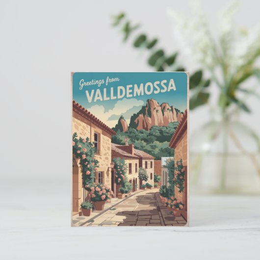 Valldemossa Mallorca Vintag Postkarte (Stehend Vorderseite)