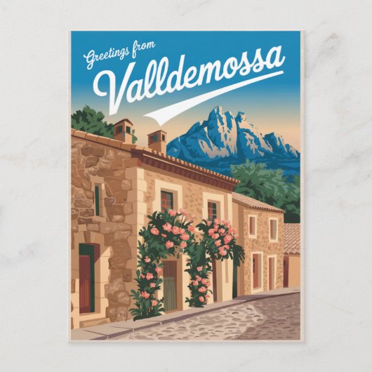 Valldemossa Mallorca vintage Postkarte (Vorderseite)