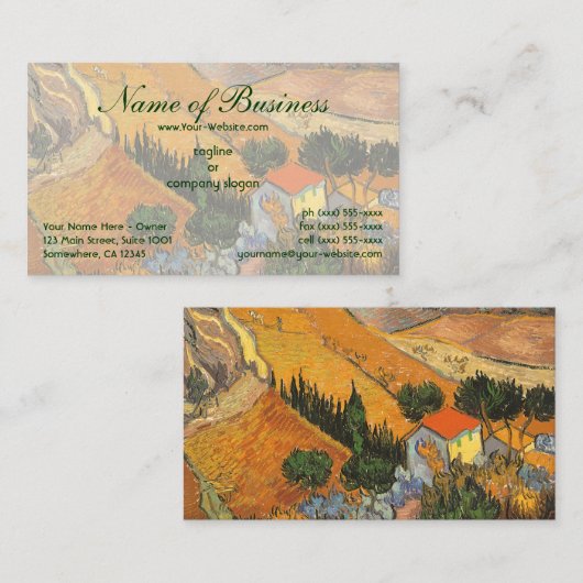 Valle mit Plowman von oben; Vincent van Gogh Visitenkarte (Vorne/Hinten)