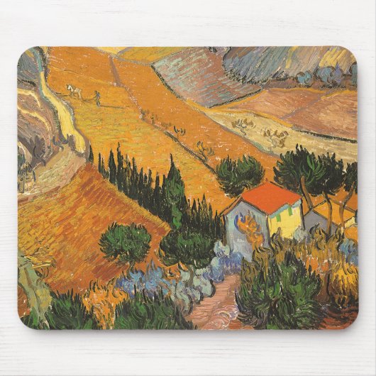Valle mit Plowman von Vincent van Gogh Mousepad (Vorne)