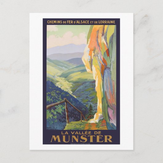 Vallée de Munster Vintage Poster 1925 Postkarte (Vorderseite)