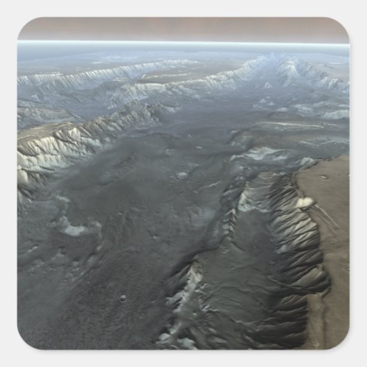 Valles Marineris, der Große Canyon der Mars Quadratischer Aufkleber (Vorderseite)