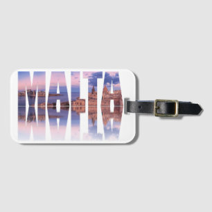 Valletta Altstadt und Hafen Malta Text Reflexion Gepäckanhänger