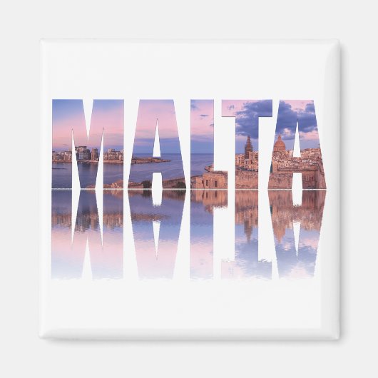 Valletta Altstadt und Hafen Malta Text Reflexion Magnet (Vorne)