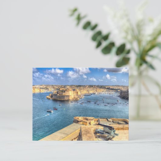 Valletta Harbour Malta Postkarte (Stehend Vorderseite)