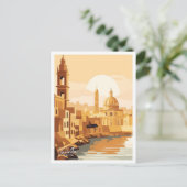 Valletta Malta Art Travel Vintage Abbildung Postkarte (Stehend Vorderseite)