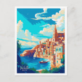 Valletta Malta Art Vintage Postkarte (Vorderseite)