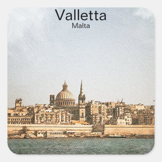 Valletta Malta Mittelmeer Quadratischer Aufkleber (Vorderseite)