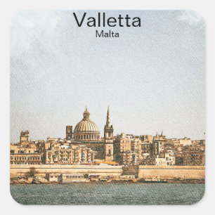 Valletta Malta Mittelmeer Quadratischer Aufkleber