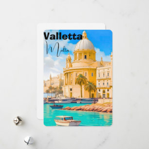 Valletta Malta Reise Postkarte, Valletta Reise Po Feiertagskarte