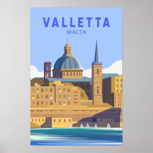 Valletta Malta Reise Vintage Kunst Poster