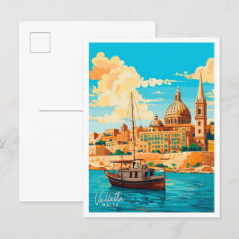 Valletta Malta Reisen Vintage Abbildung Postkarte
