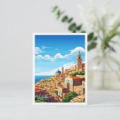 Valletta Malta Reisen Vintage Abbildung Postkarte (Stehend Vorderseite)