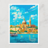 Valletta Malta Reisen Vintage Abbildung Postkarte (Vorderseite)