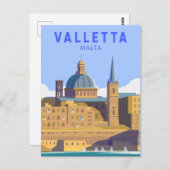 Valletta Malta Reisen Vintage Kunst Postkarte (Vorne/Hinten)