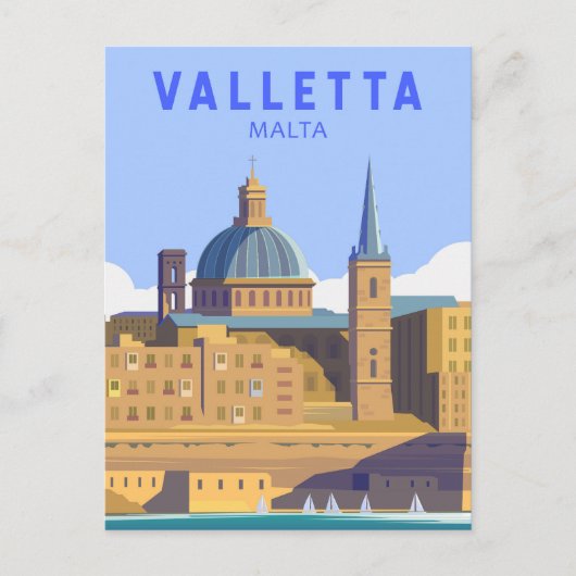 Valletta Malta Reisen Vintage Kunst Postkarte (Vorderseite)