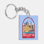 Valletta Malta Reisen Vintage Kunst Schlüsselanhänger (Vorderseite links)