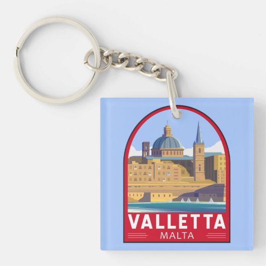 Valletta Malta Reisen Vintage Kunst Schlüsselanhänger (Vorderseite)