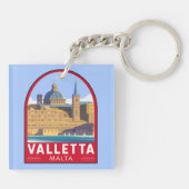 Valletta Malta Reisen Vintage Kunst Schlüsselanhänger (Rückseite)