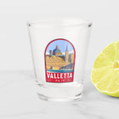 Valletta Malta Reisen Vintage Kunst Schnapsglas (Vorderseite)