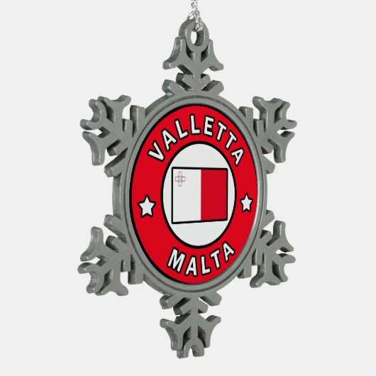 Valletta Malta Schneeflocken Zinn-Ornament (Links)