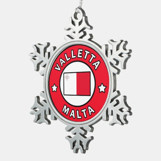 Valletta Malta Schneeflocken Zinn-Ornament (Rechts)