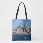 Valletta Malta Stadtbild und Fischerboot Souvenir Tasche (Vorderseite)