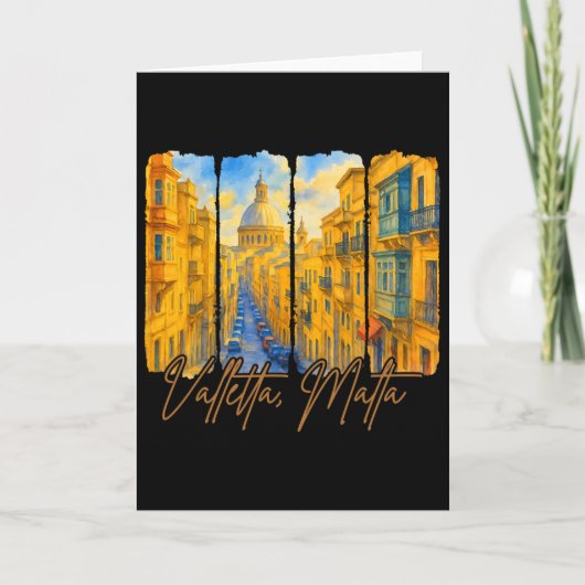 Valletta Malta Traveling Trip Brushstroke Valletta Karte (Vorderseite)