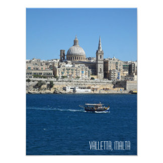 Valletta Skyline Luzzu Fischerboot Malta Scene Fotodruck