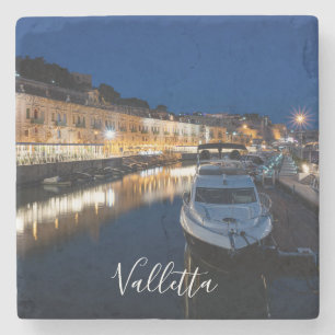 Valletta Uferviertel mit kleinem Hafen Steinuntersetzer