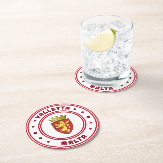 Valletta-Wappen, Malta Runder Pappuntersetzer (Vor Ort)