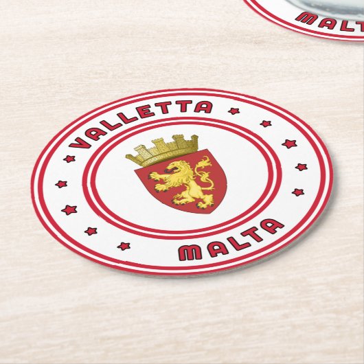 Valletta-Wappen, Malta Runder Pappuntersetzer (Angewinkelt)