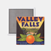 Valley Falls Orange Crate Label Magnet (Vorderseite/Rückseite)