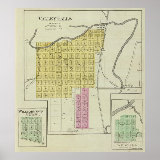 Valley Falls, Williamstown und Lowell, Kansas Poster (Vorne)